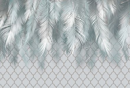Фотообои Свисающие листья пальм с принтом (Ширина 4,15 м)