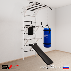 Шведская стенка Sv Sport усиленная 6263 (Турник рукоход/Брусья/Стойка/Скамья/Цепь/Мешок 30кг)