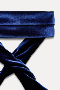 ZARA ТОП ИЗ БАРХАТА, ЦВЕТ НОЧНОГО НЕБА