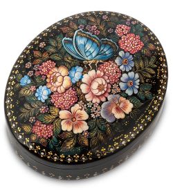 Народные промыслы ШК-45/20 Шкатулка «Цветы и бабочка» Орлова