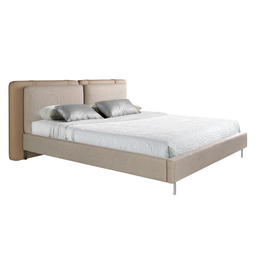 Кровать Angel Cerda 7154/GC2220 из экокожи цвета норки и серой ткани
