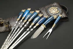 Набор шампуров "Звери Большие Премиум" в чехле из натуральной кожи