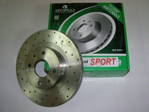 Диск тормозной /2112/ R14 вентилир. (2 шт) перфор. СПОРТ (АВТОРЕАЛ)