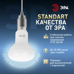 Лампа светодиодная ЭРА STD LED R50-6W-860-E14 6Вт рефлектор холодный дневной свет Е14 | Лампы cветодиодные Рефлектор (R )