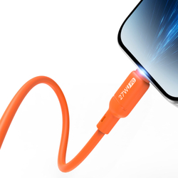 Силиконовый кабель оранжевого цвета с USB-C на Lightning, быстрая зарядка 27W, длина 100см (1м), серия SILI Series от Dux Ducis