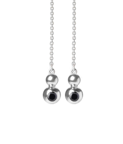 Серьги-продёвки из серебра со вставками из чёрного фианита