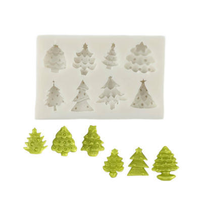 Силиконовый молд Доляна «Ёлки», 10×6,5×1,3 см, цвет серый