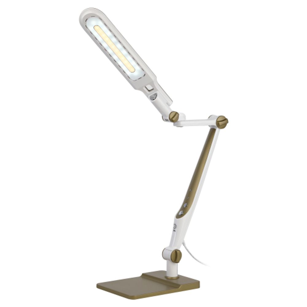 Настольный светильник ЭРА NLED-497-12W-G светодиодный на струбцине и с основанием золото | Светодиодные настольные лампы