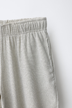 ZARA БРЮКИ-ШАРОВАРЫ ИЗ ЖАТОЙ ТКАНИ, ЭКРЮ