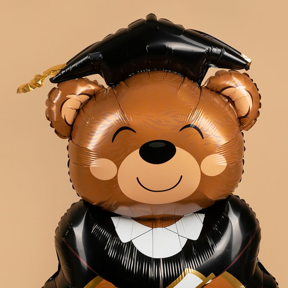 Шар 3D (58''/147 см) Фигура на подставке, Мишка Выпускник, 1 шт. в уп.