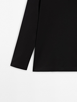 Massimo Dutti Свитер из трикотажа с воротником-стойкой, темно-синий