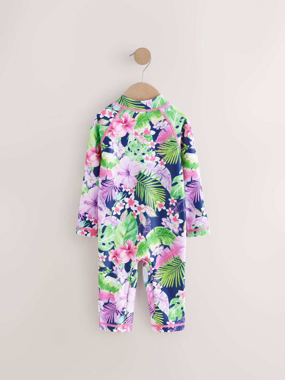 Купальник слитный на молнии для девочки Next AB7-037, Розовый, Зеленый