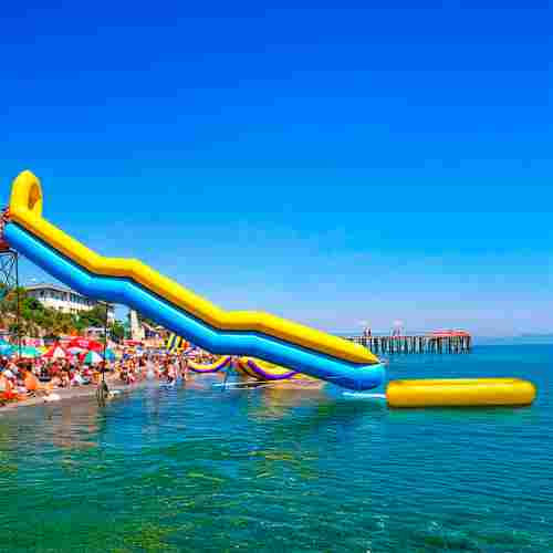 Надувная горка для вышки (опоры) «Молния» с двумя ступенями с бассейном, 16.5 м * 2.7 м * 7.2 м