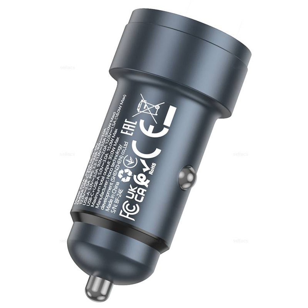 Автомобильное зарядное устройство Hoco Z57A PD30W+QC3.0 (metal grey)