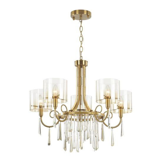 4886/5 HALL ODL_EX23 153 бронзовый/янтарн./металл/стекло Люстра E14 5*40W NICOLE