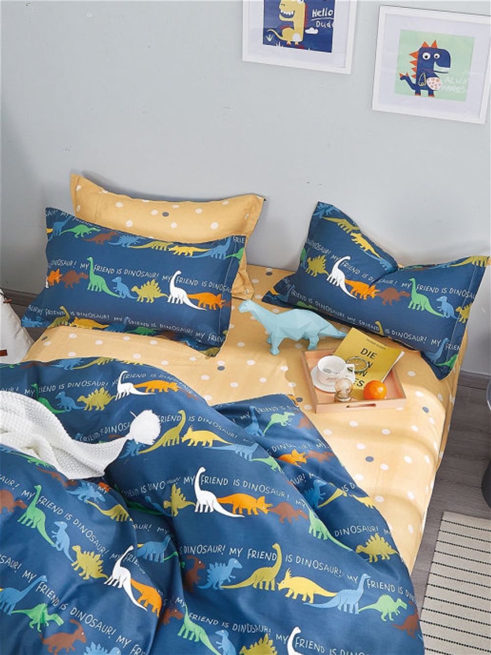 Постельное белье Сказка "Pangolin/Yellow" 1,5-сп Наволочка 50х70 см 1 шт Простынь на резинке 90х200 см Пододеяльник 145х215 см, перкаль