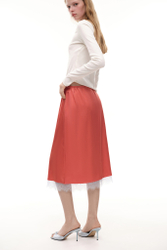 Юбка миди с кружевом (Sunday Skirt), коралловая
