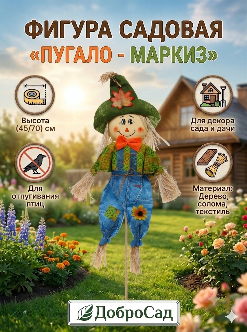 Фигура садовая «Пугало - Маркиз» 45 (70) см ДоброСад