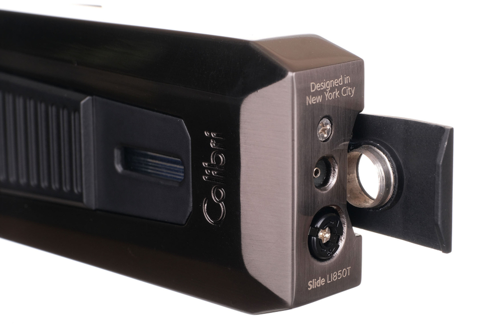 Зажигалка сигарная Colibri Slide (двойное пламя), черная-оружейная сталь