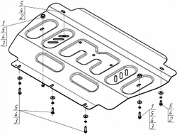 защита радиатора. 2 мм, Сталь для KGM Rexton 2023-н.в., Motodor.72804