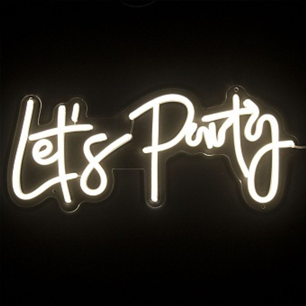 Аренда Световая надпись на подложке для фотозон Let&#39;s Party Теплый белый 18,5*43 см.