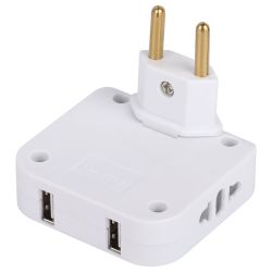 Разветвитель электрический ЭРА SPF-2-FL-USB поворотный на 2 розетки + 2USB 10А белый | Электротовары