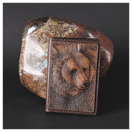 Обложка на паспорт «Медведь» коричневая