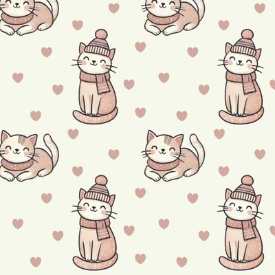 Коты и сердечки