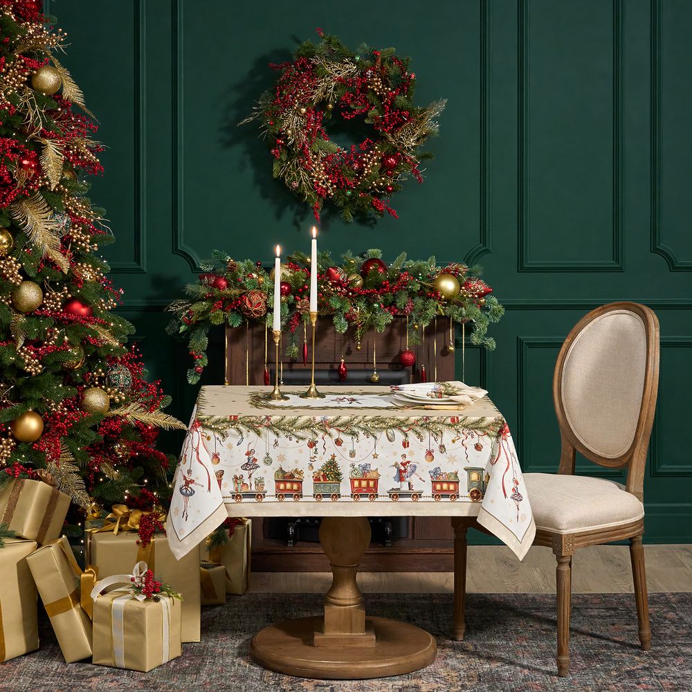 СКАТЕРТЬ "ЩЕЛКУНЧИК" 110Х140СМ ,БЕЖЕВЫЙ ,100% ХЛОПОК,ТВИЛ