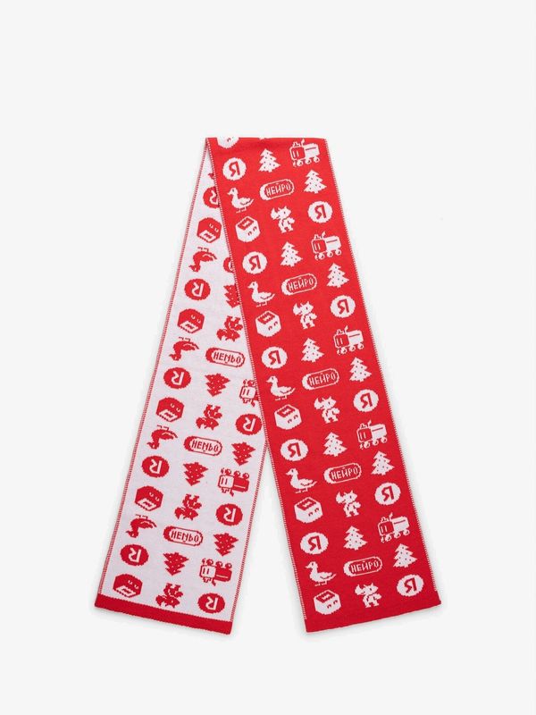 Шарф Рождественский красный / белый - фото 1