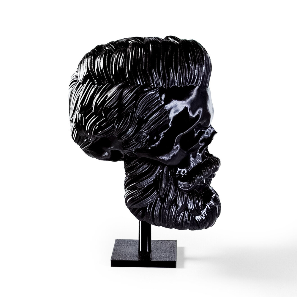 Бородатый череп фигурка для декора интерьера, арт-объект, коллекционный предмет, черный 16 см.,