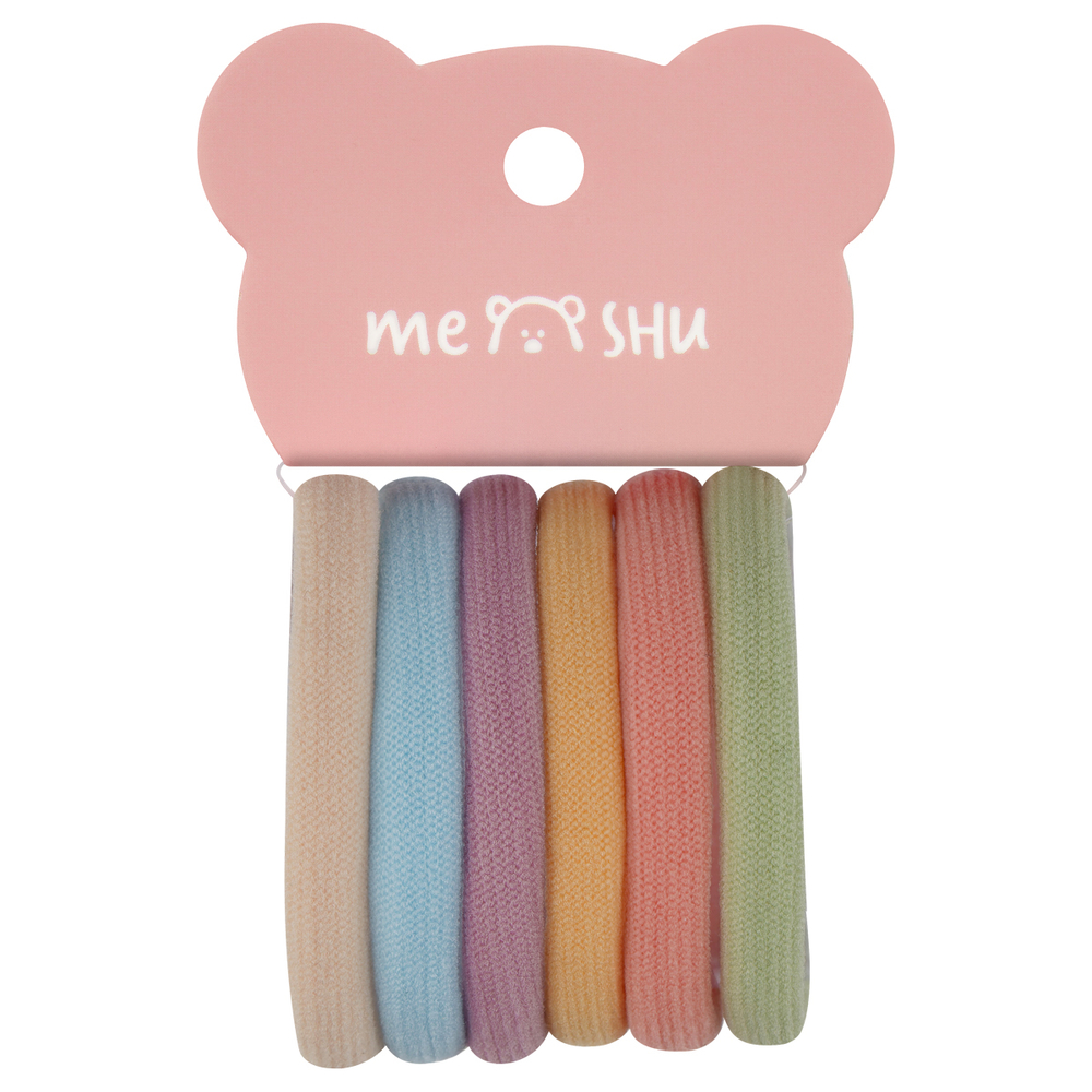 Резинки для волос MESHU "Essence thin", пастельные ассорти, 6шт., диаметр 4см, европодвес MS_60544