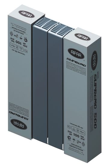 Радиатор Rifar SUPReMO Ventil 500 "титан" - 4 секции подключение нижнее (правое)