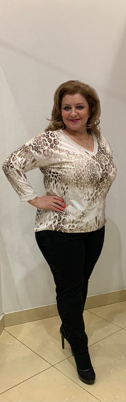 Блузон с серебристой надписью и леопардовым принтом