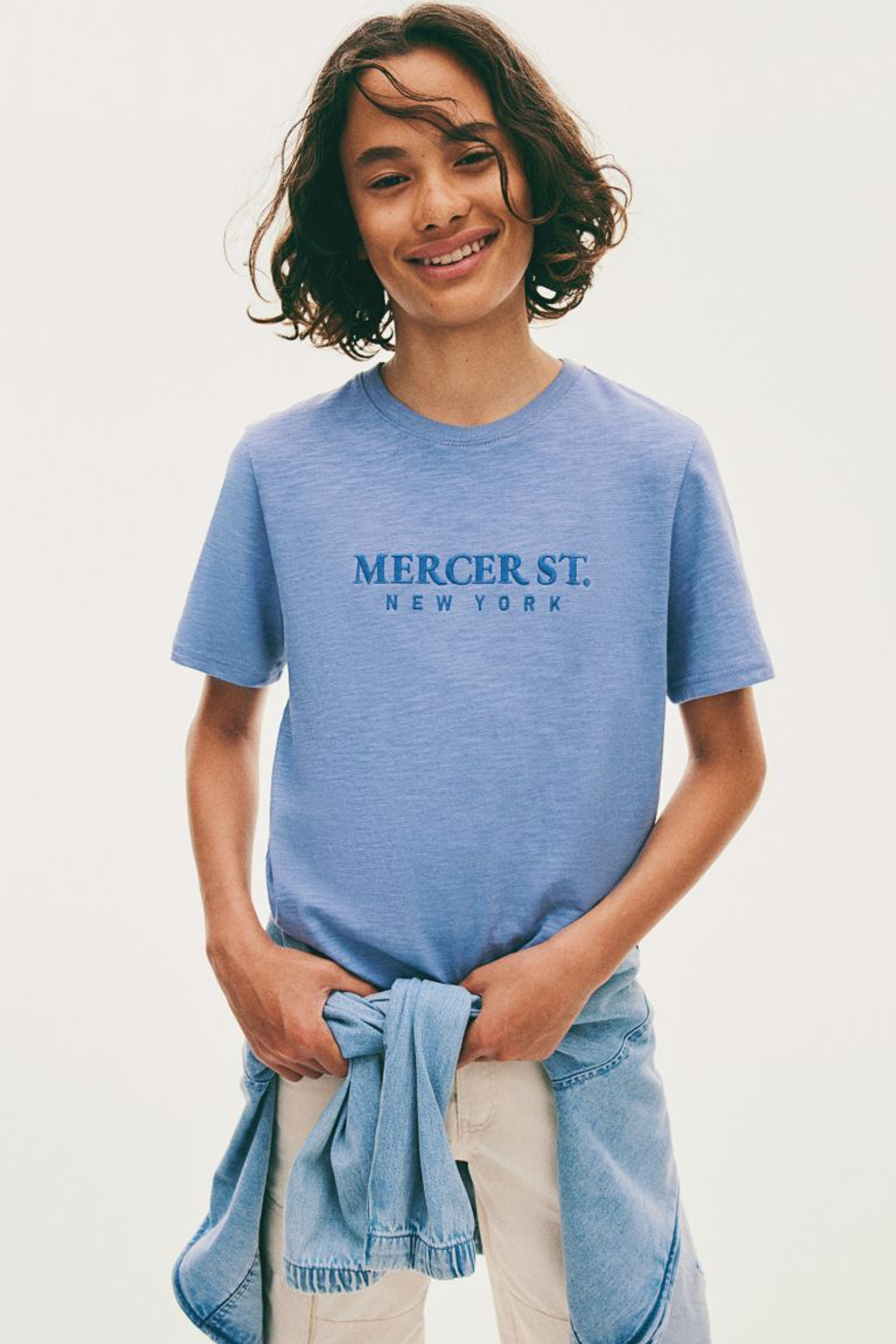 H&M Футболка с принтом и надписью, синий