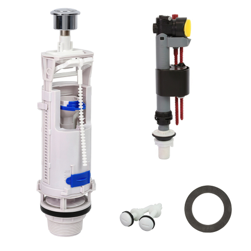 Арматура к смыв. бачку 2-Кноп WAVE, хром кнопка (заливной клапан, унив.,бок./нижн.подкл.1/2) WArm.01