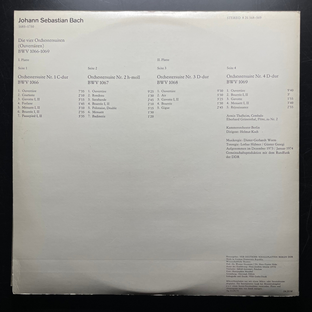 Бах - Четыре оркестровые сюиты 2LP (ГДР 1975г.)