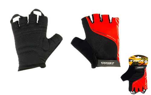 Перчатки TRIX nw мужские L короткие пальцы гелевые вставки лайкра черно-красные