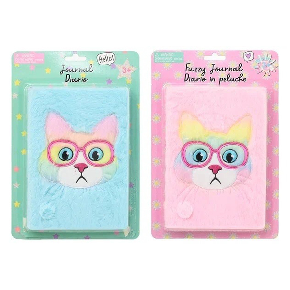 Блокнот детский Basir, формат А5, серия "Кот", переплет меховой, 21*14.5 см, 80 листов, 2 цвета ассорти