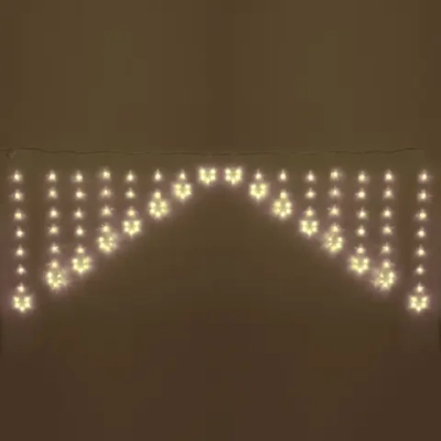 Гирлянда для дома БАХРОМА 2,5м*1/0,1м 136 ламп LED, с насадками Снежинка, 8 реж,IP-20, Теплый белый (возможность соединения)