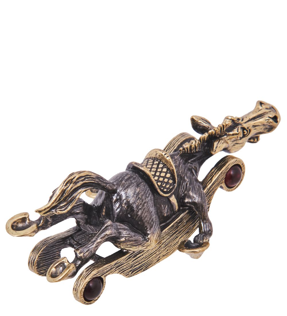 Народные промыслы AM-4189 Фигурка «Лошадь Укачалка» (латунь, янтарь)