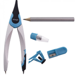 Готовальня Alingar, 4 предмета, металл. циркуль,1 ч/г карандаш, точилка, грифель, насадка с универсальным держателем, пластиковый футляр, европодвес