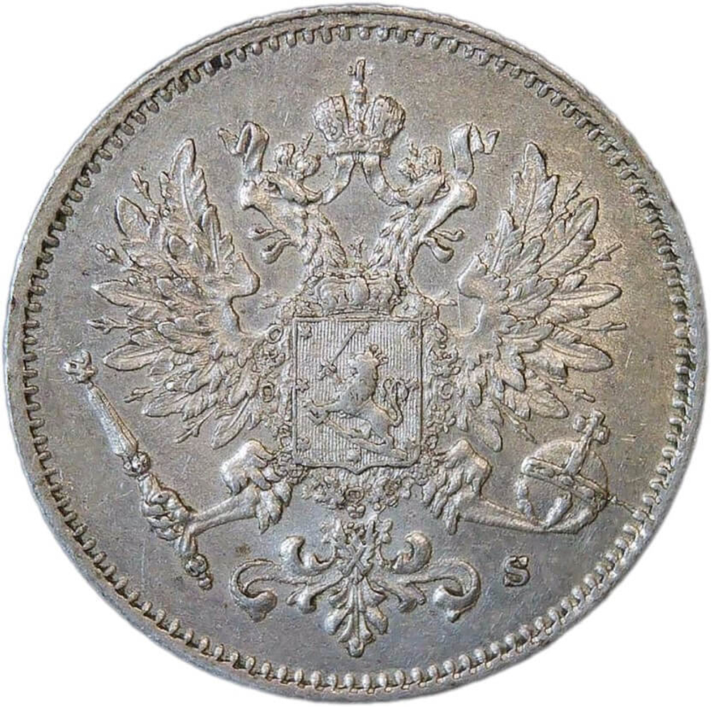 25 пенни (pennia) 1915 S, монета для Финляндии (XF)
