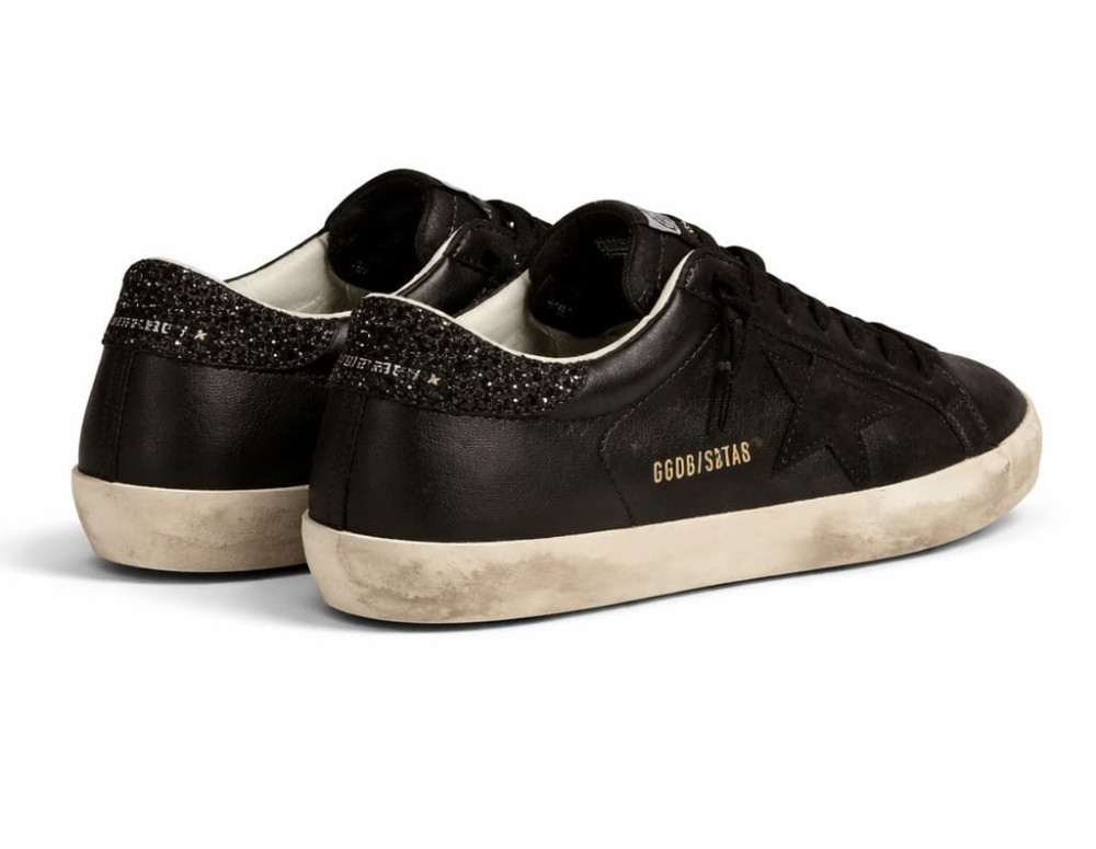 Женские кеды Super-Star In Black Nappa With Black Star And Glitter Heel Tab