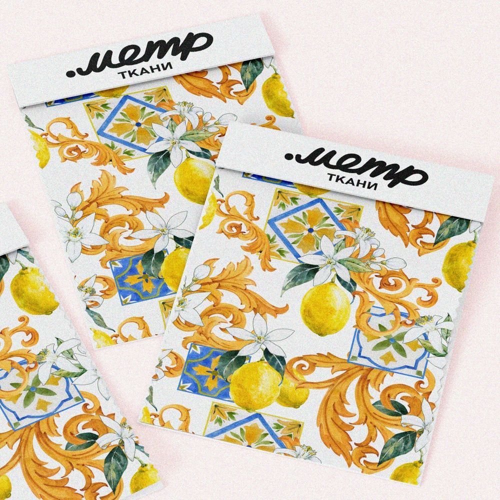 Ткань лен винтажные лимоны
