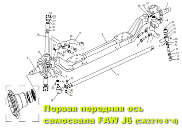 Первая передняя ось самосвала FAW J6 (CA3310 8*4)