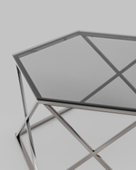 Журнальный столик Круз 93*80 стекло smoke сталь темный хром