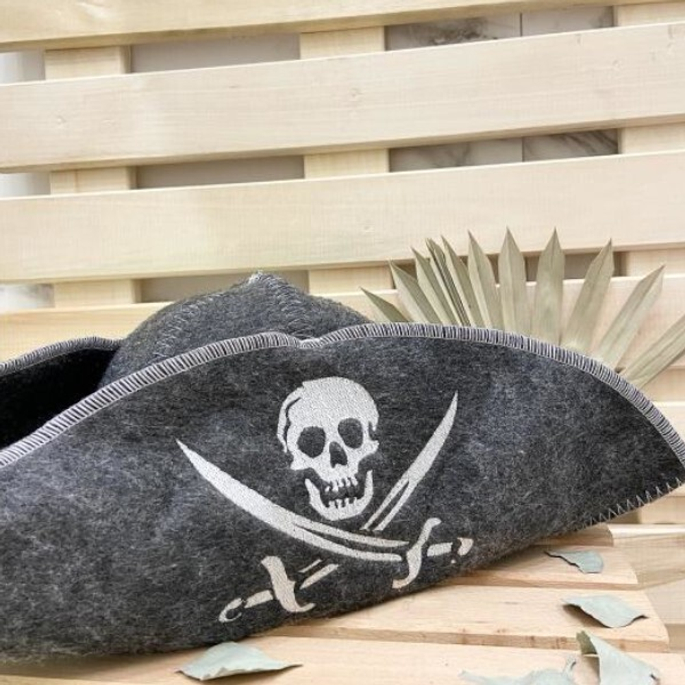 Шапка банная "Пират" серая 30% шерсть/70% полиэфир