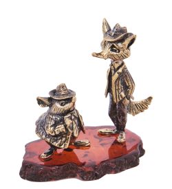 Народные промыслы AM-4184 Фигурка «Лис Ник и Мистер Биг» (латунь, янтарь)
