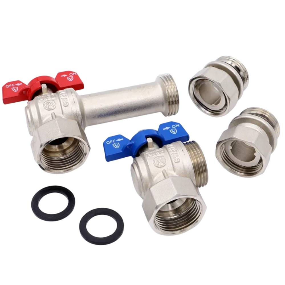 Комплект кранов VIEIR угл. с разъемным соединением для коллекторной группы 1" VER63 (упак_2)